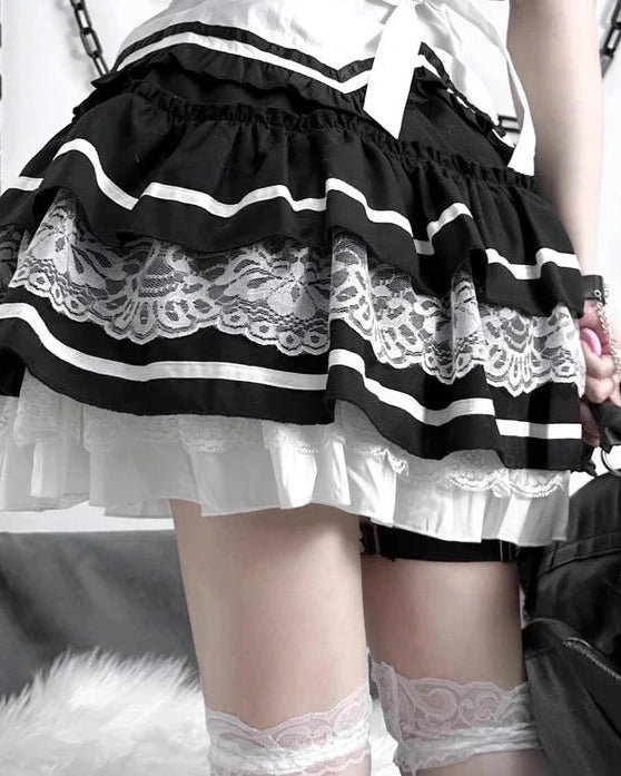 Gothic Lolita Outfit Set - Blouse & Skirt Pastel Kitten