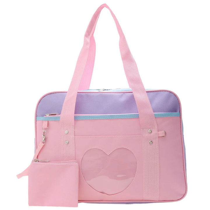 Japanese Heart Student Shoulder Bag Pastel Kitten