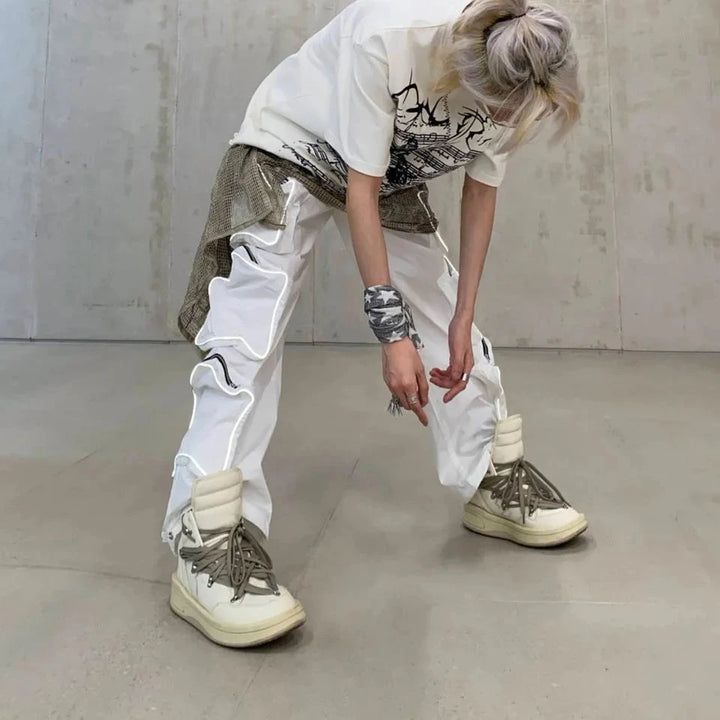 Harajuku Loose Cargo Pants Pastel Kitten