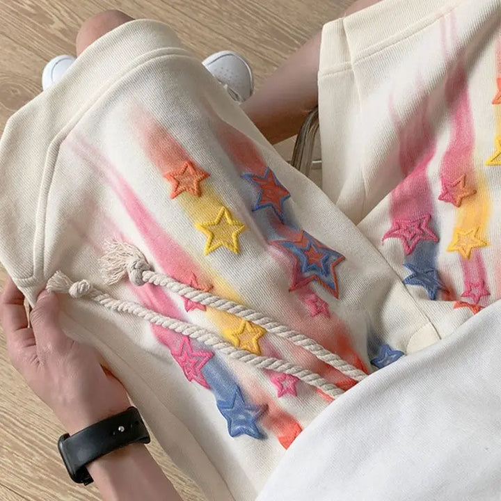 Kawaii Oversized Star Shorts Pastel Kitten