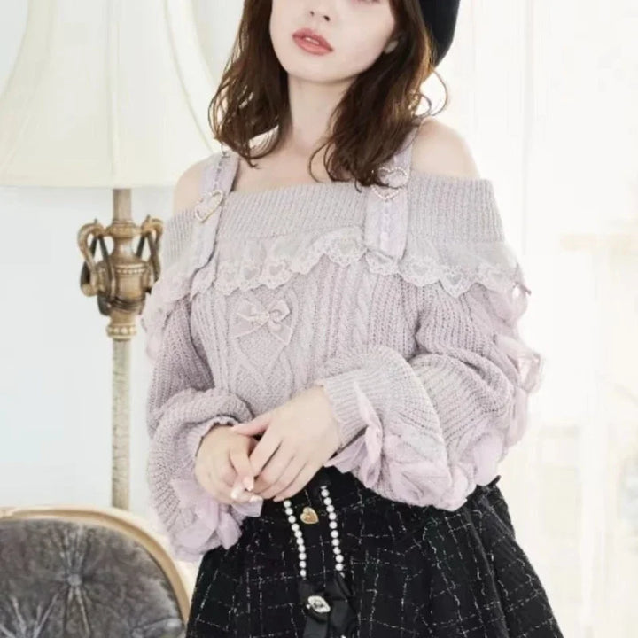 Vintage Sweet Lolita Style Knit Pullover Pastel Kitten