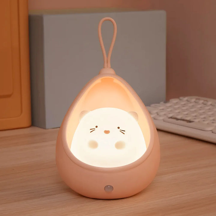 Kawaii Animals Soft Night Light Pastel Kitten