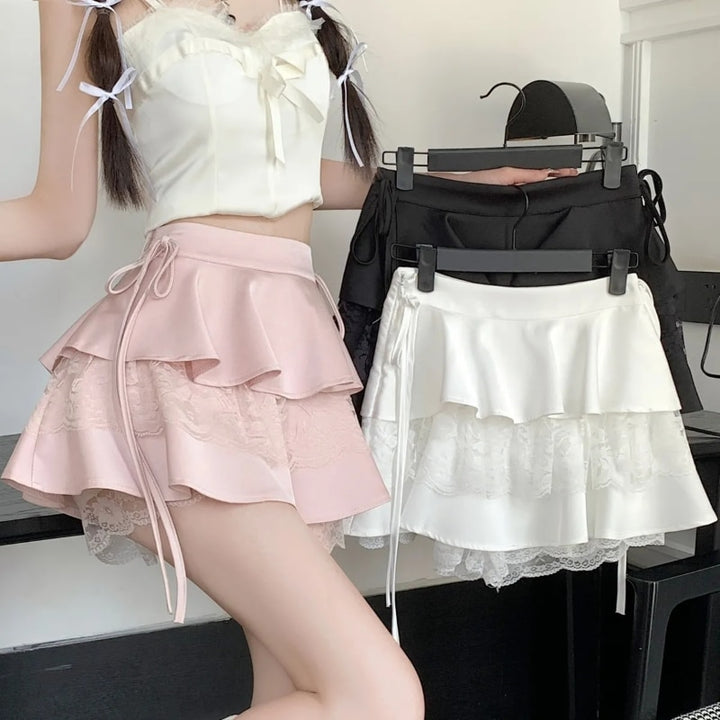 Ruffle Kawaii Mini Skirt Pastel Kitten