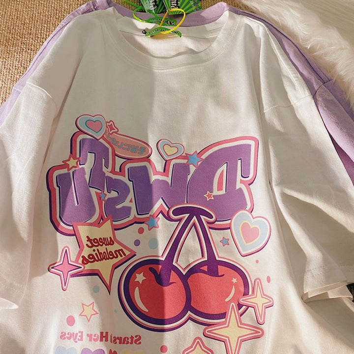 Deeptown Harajuku Graphic T-shirt Pastel Kitten