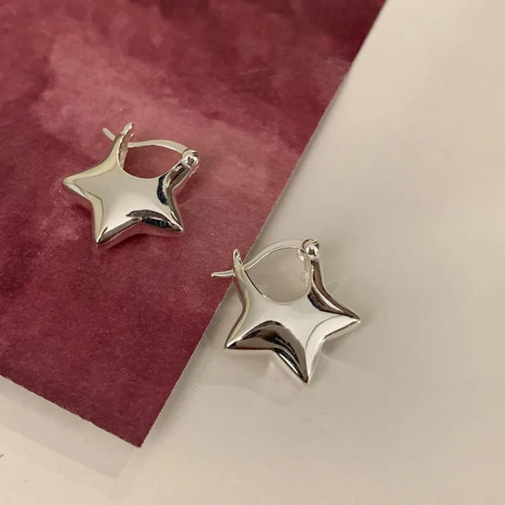 Y2K Metal Star Earrings Pastel Kitten