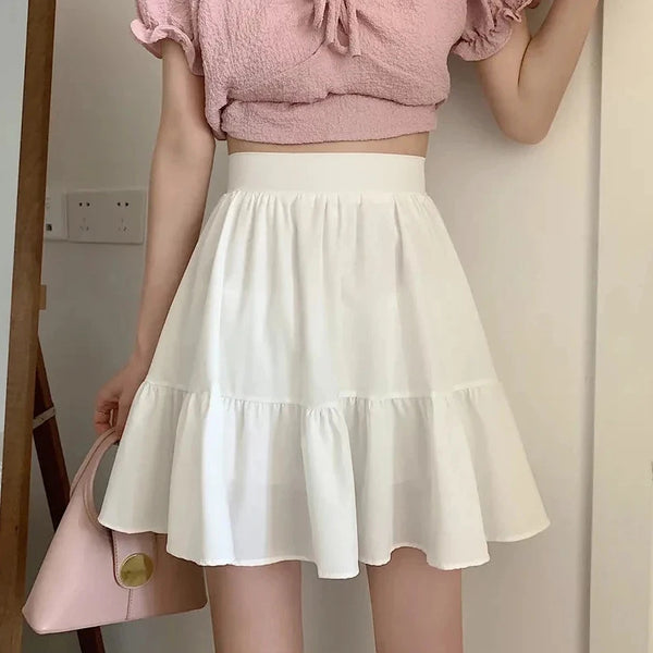 Korean Preppy Mini Skirt Pastel Kitten