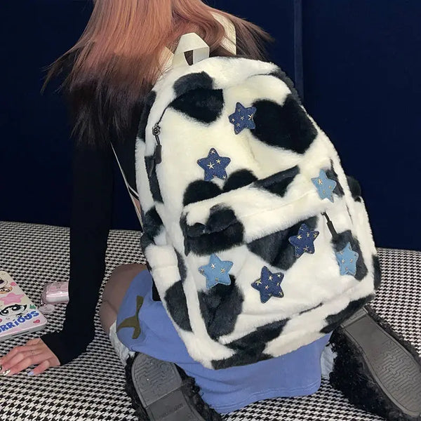 Y2K Cute Fluffy Backpack Pastel Kitten