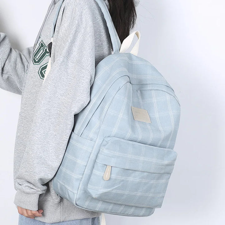 Casual Striped School Backpack Pastel Kitten