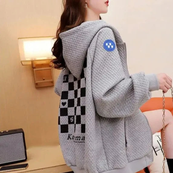 Korean Oversized Zipper Hoodie Jacket Pastel Kitten