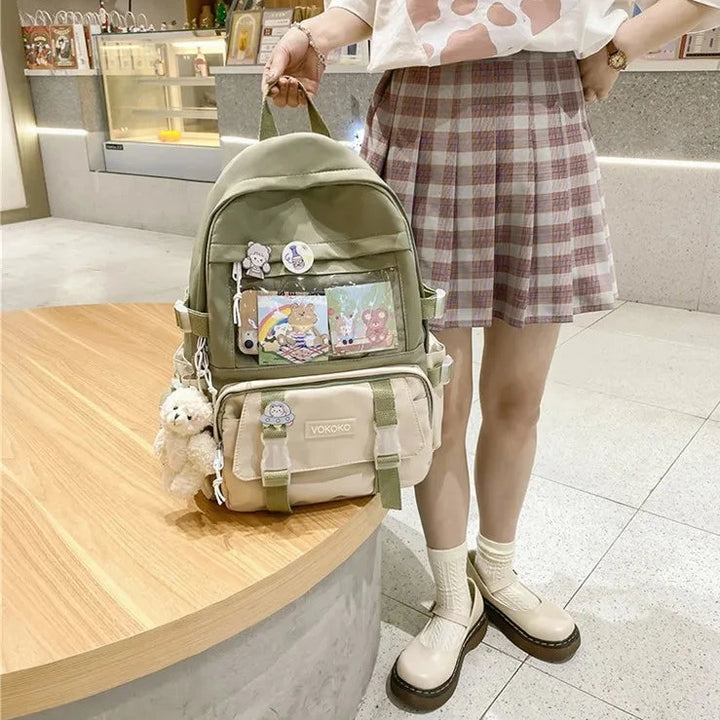 Kawaii Waterproof Laptop Backpack Pastel Kitten