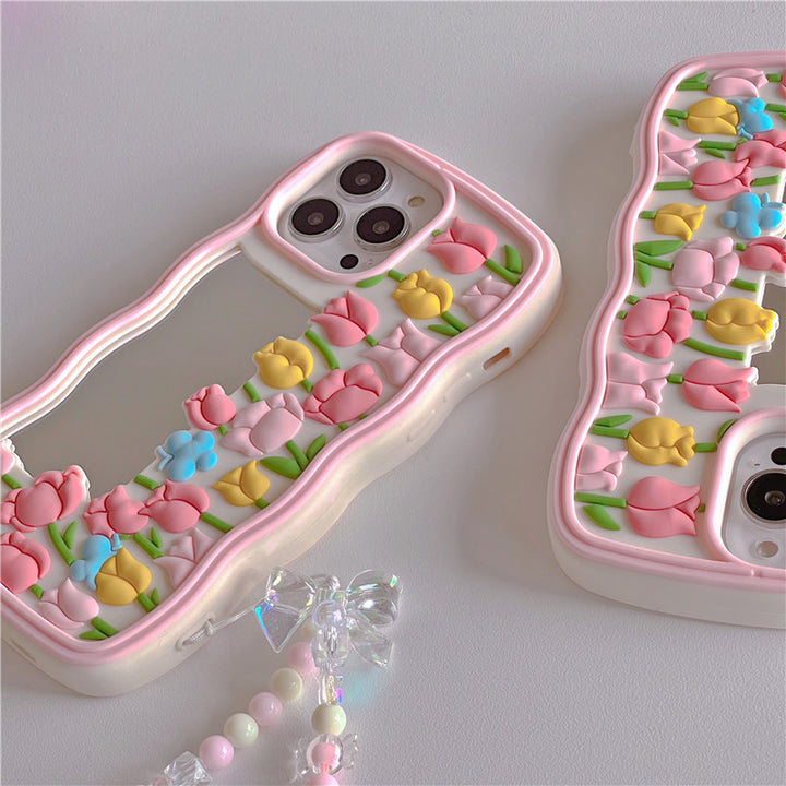 Cute Floral iPhone Case Pastel Kitten