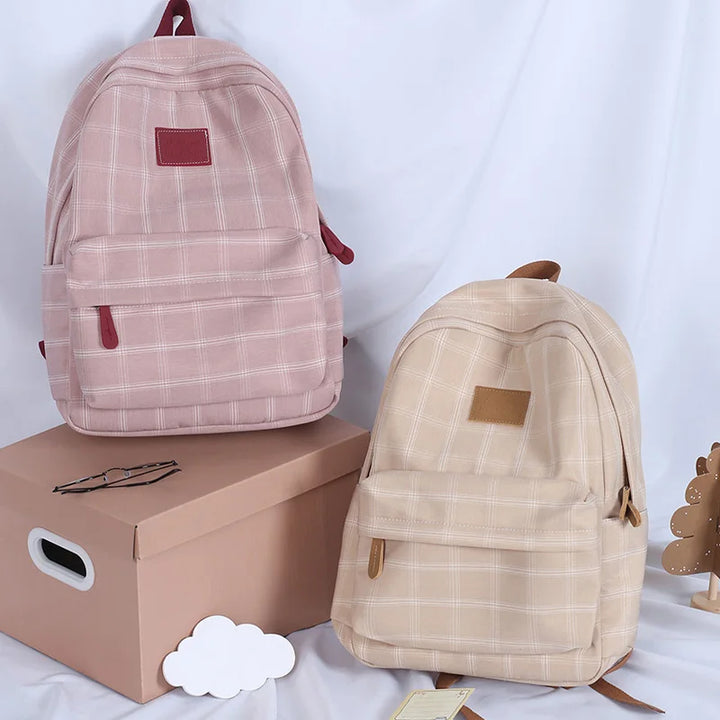 Casual Striped School Backpack Pastel Kitten