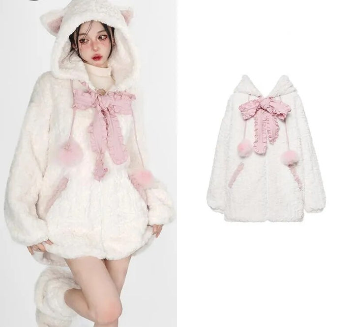 Harajuku Goth Coat with Cat Ears Pastel Kitten