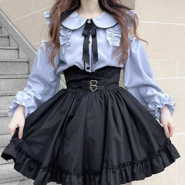 Pastel Gothic Lolita Outfit Set - Shirt & Skirt Pastel Kitten