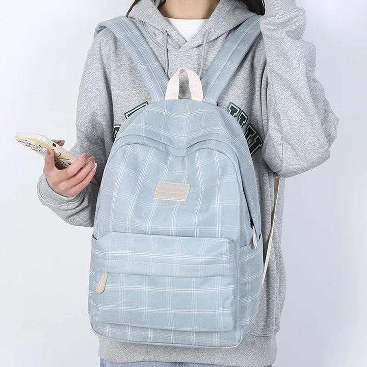 Casual Striped School Backpack Pastel Kitten