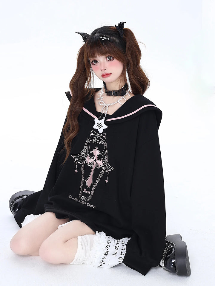 Pastel Gothic Oversized Sweatshirt Pastel Kitten