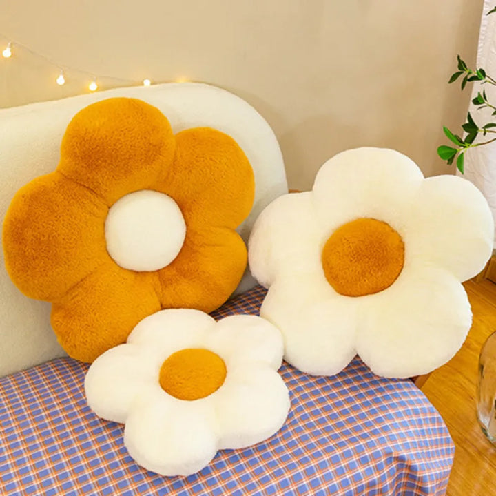 Cute Daisy Flower Plush Pillow Pastel Kitten