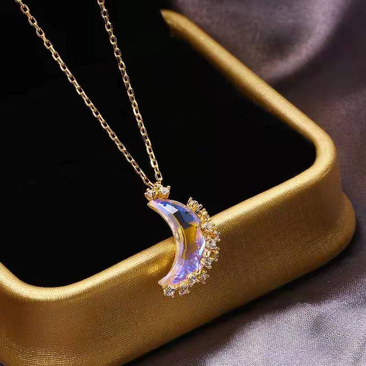 Mystic Moon Pendant Necklace Pastel Kitten