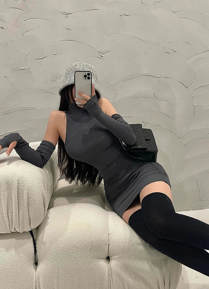 Tight Elegant Mini Dress Pastel Kitten