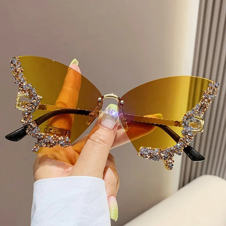 Cute Luxury Rimless Sunglasses Pastel Kitten