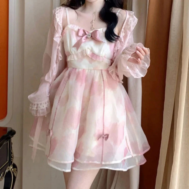 Sweet Fairy Floral Outfit Set - Dress & Blouse Pastel Kitten