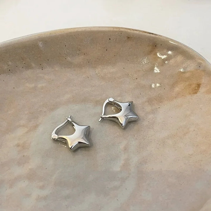 Y2K Metal Star Earrings Pastel Kitten