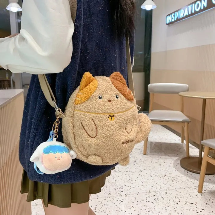 Kawaii Plush Cat Shoulder Bag Pastel Kitten