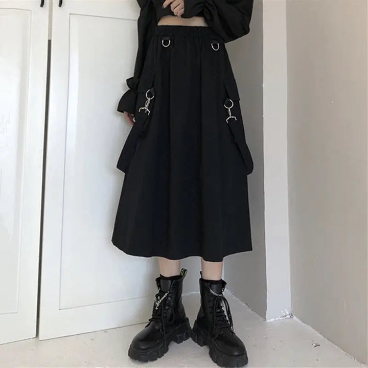 Techwear Retro Long Skirt Pastel Kitten