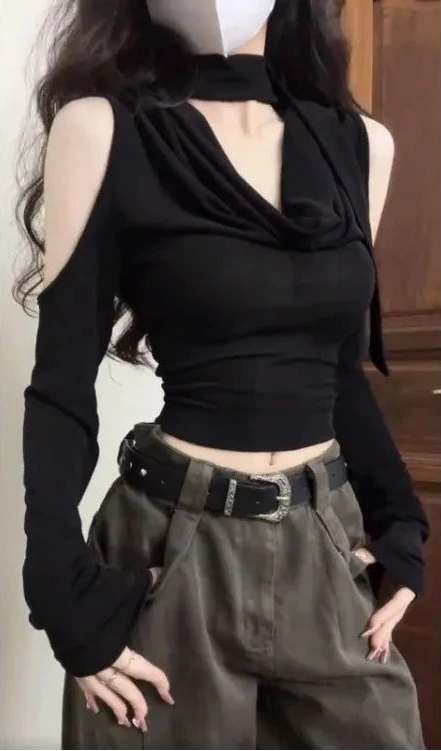 Gothic E-girl Slim Longsleeve Shirt Pastel Kitten