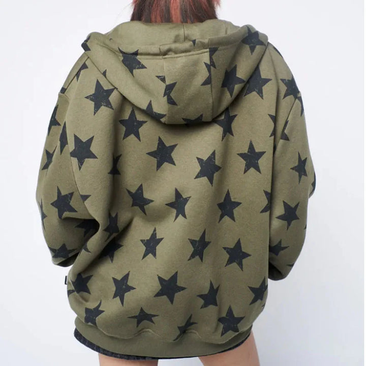 Y2K Vintage Star Zip Hoodie Pastel Kitten