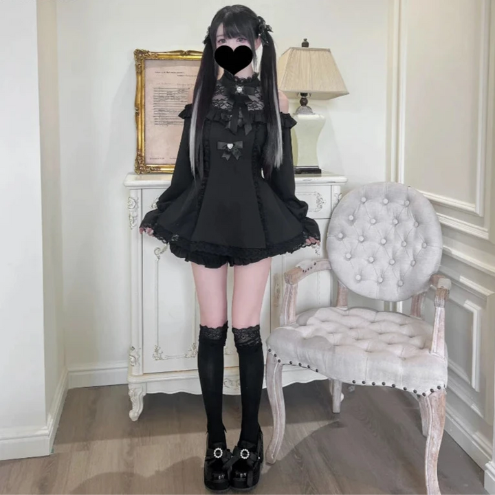 Japanese Gothic Mini Dress Pastel Kitten