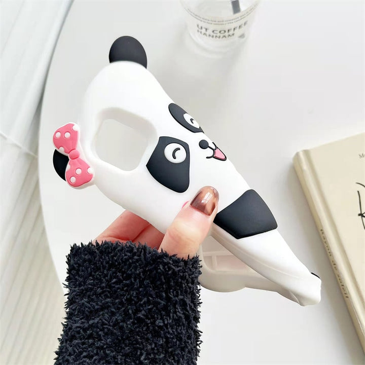 Cartoon Panda 3D iPhone Case Pastel Kitten