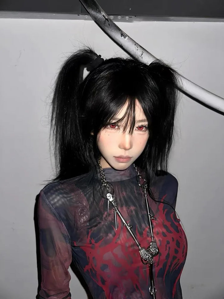 2000s Punk Mesh Top Pastel Kitten