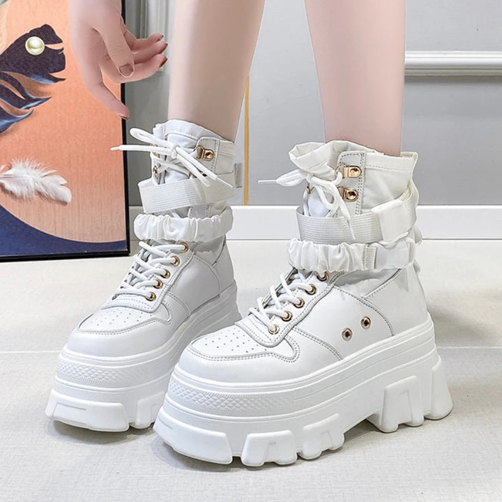 Punk Platform Motorcycle Boots Pastel Kitten