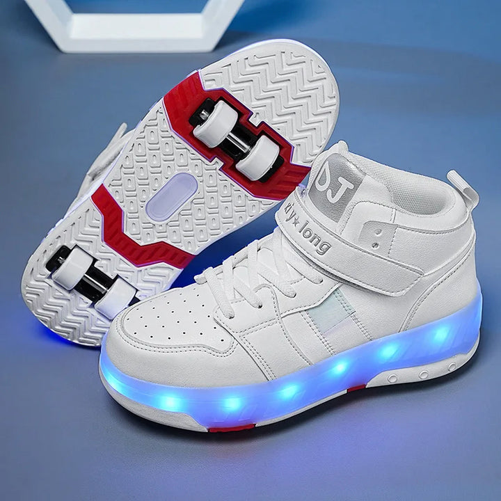 Cute LED Light Roller Sneakers Pastel Kitten