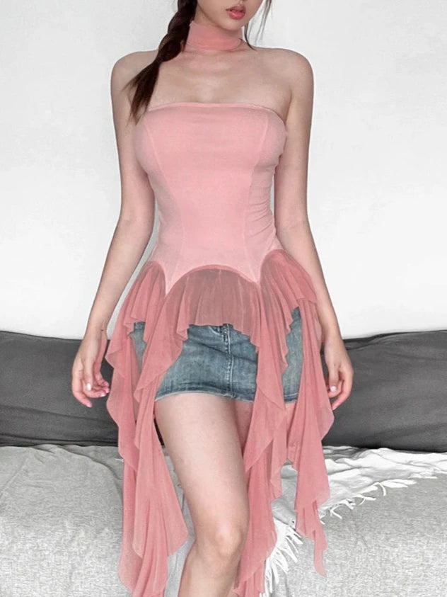 Casual Strapless Party Top Pastel Kitten