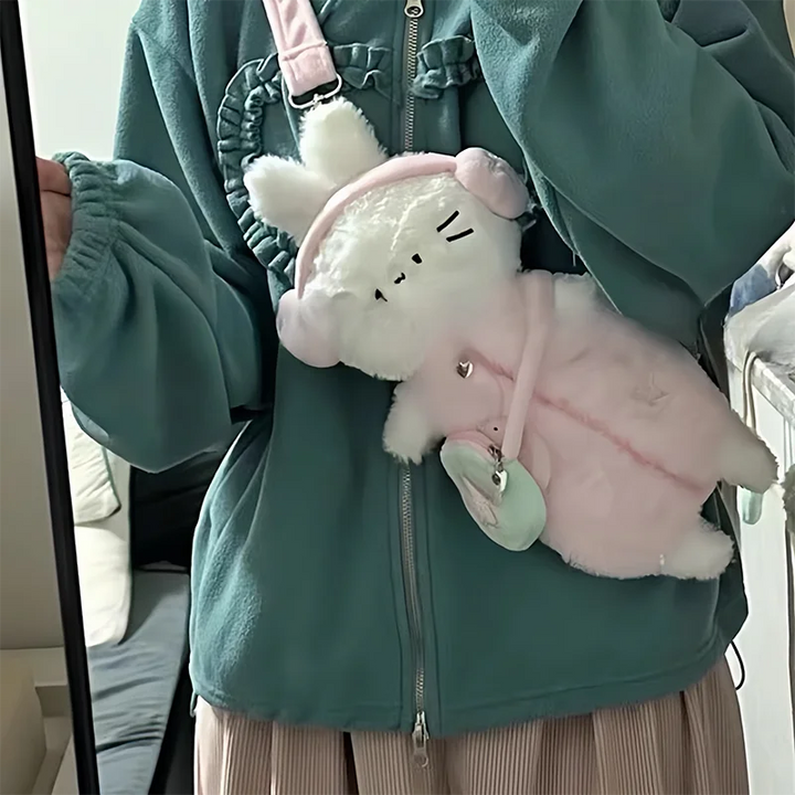 Kawaii Plush Headphone Cat Sling Bag Pastel Kitten