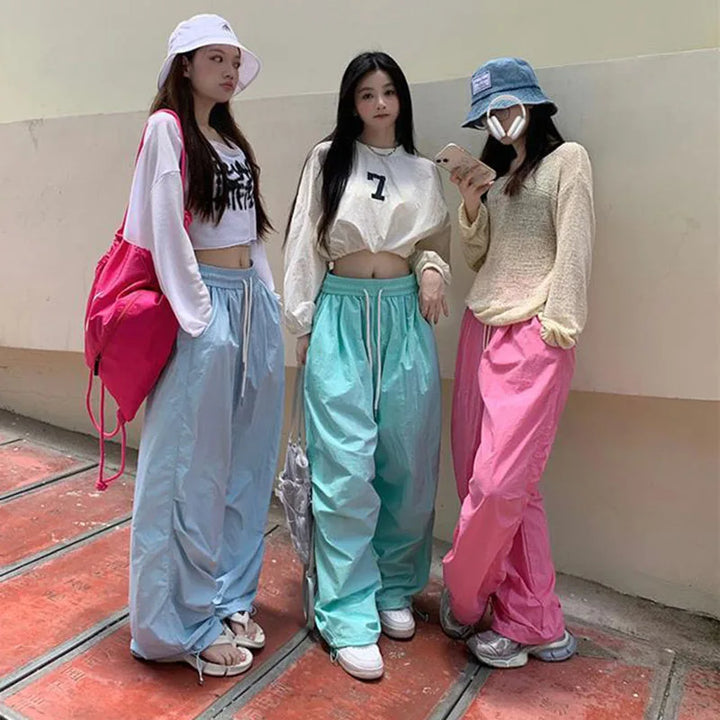 Y2K Harajuku Wide Joggers Pastel Kitten