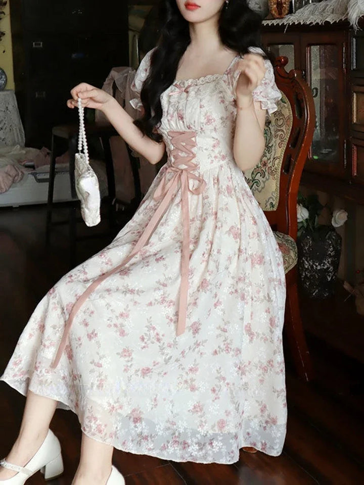 Cute Floral Fairy Dress Pastel Kitten