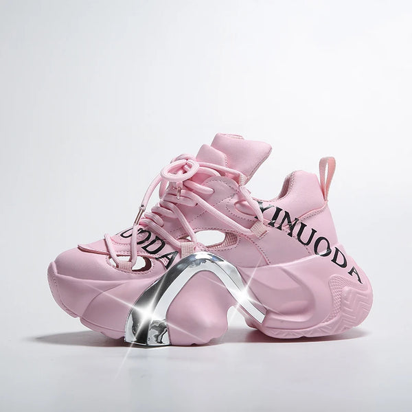 Metallic High Platform Sneakers Pastel Kitten