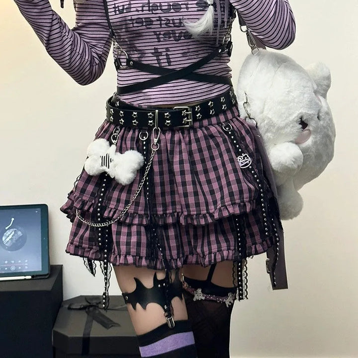 Pastel Gothic Emo Plaid Skirt Pastel Kitten