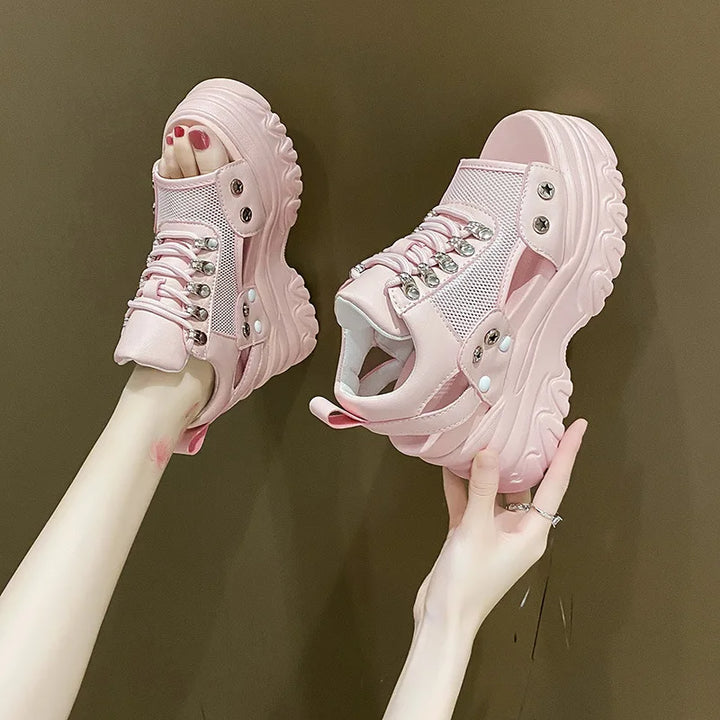 Cute High Platform Sandals Pastel Kitten