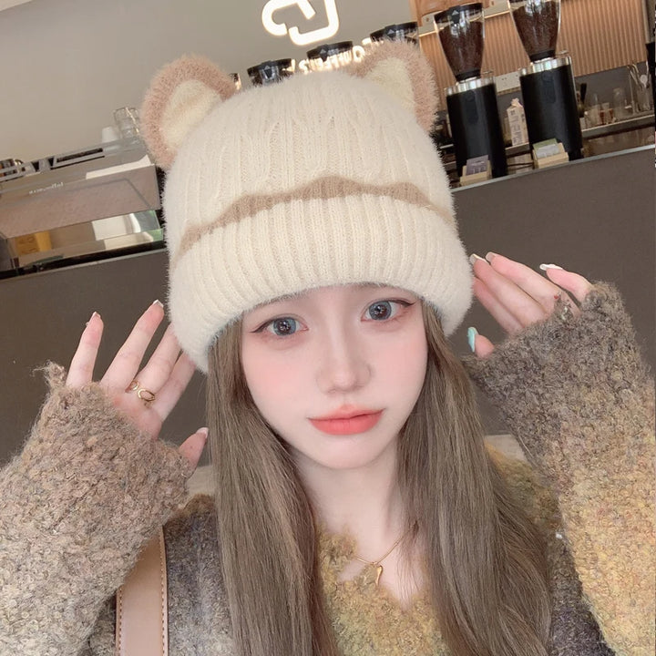 Kawaii Ears Winter Hat Pastel Kitten