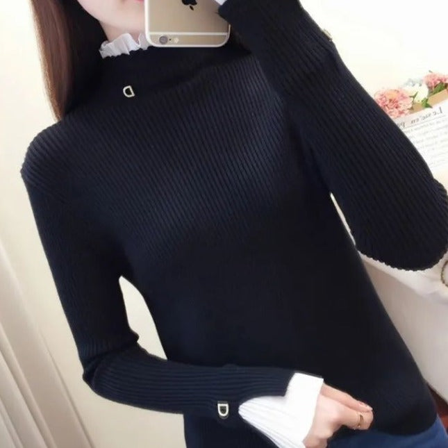 Korean Turtleneck Pullover Sweater - Pastel Kitten