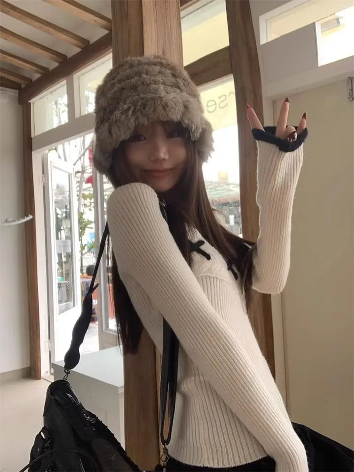 Korean Style Knit Pullover Pastel Kitten