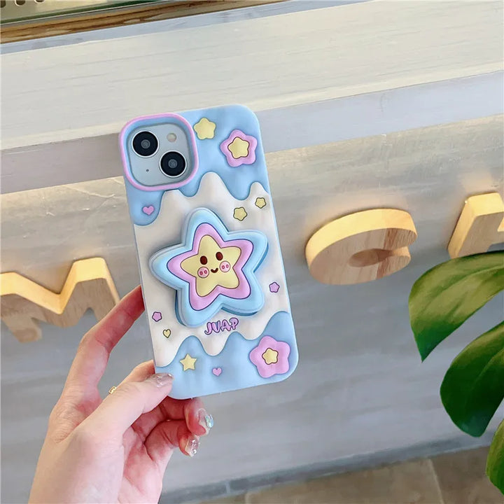Kawaii 3D Star iPhone Case Pastel Kitten