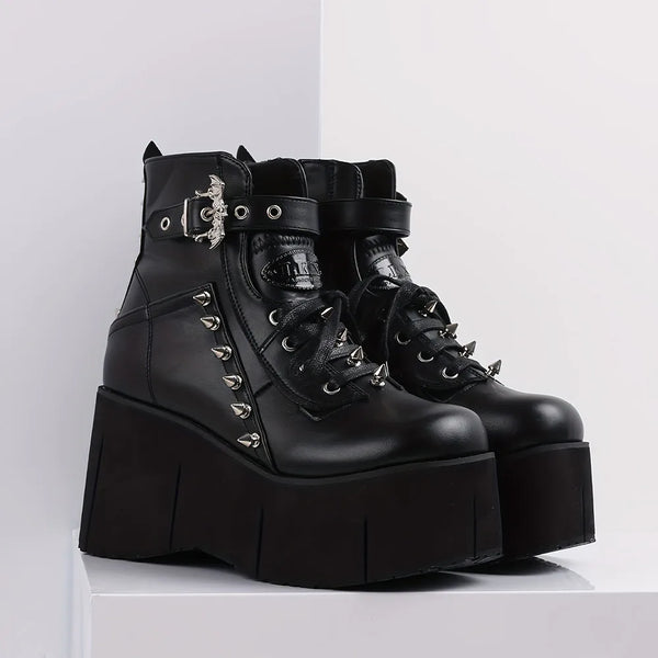 Gothic Chunky Platform Boots Pastel Kitten