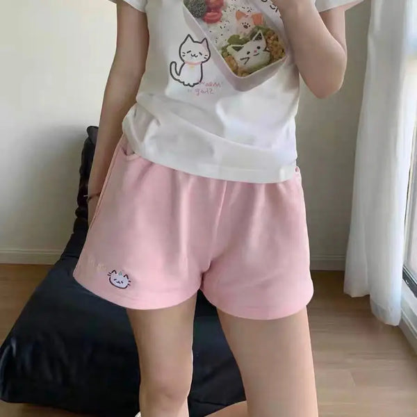 Japanese Cute Casual Shorts Pastel Kitten