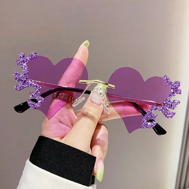 Cute Luxury Rimless Sunglasses Pastel Kitten