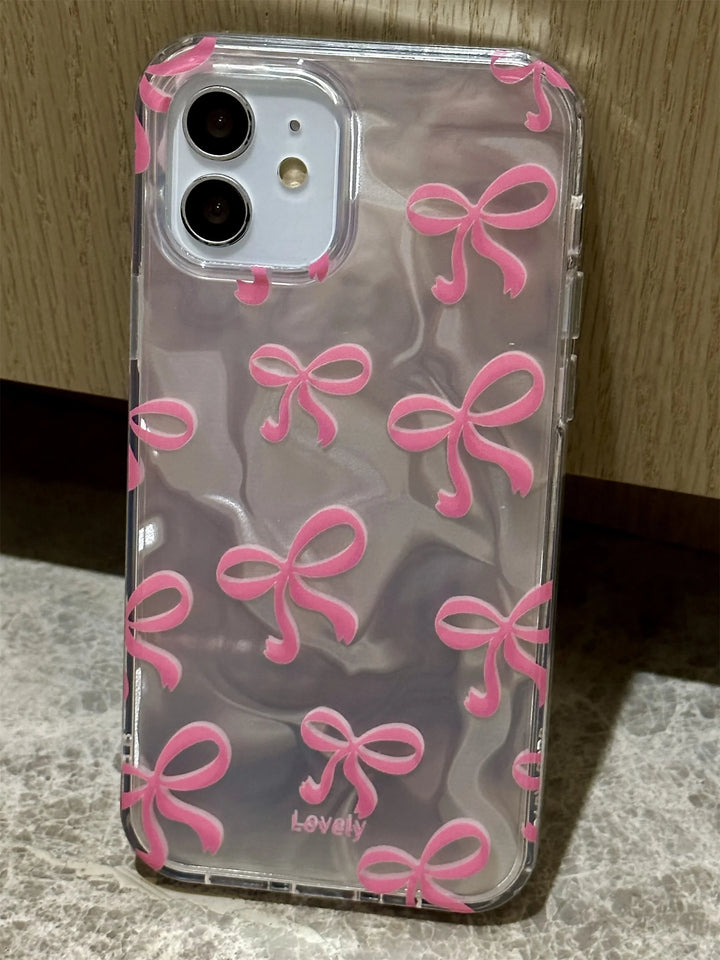 Kawaii Holographic Bow Phone Case Pastel Kitten